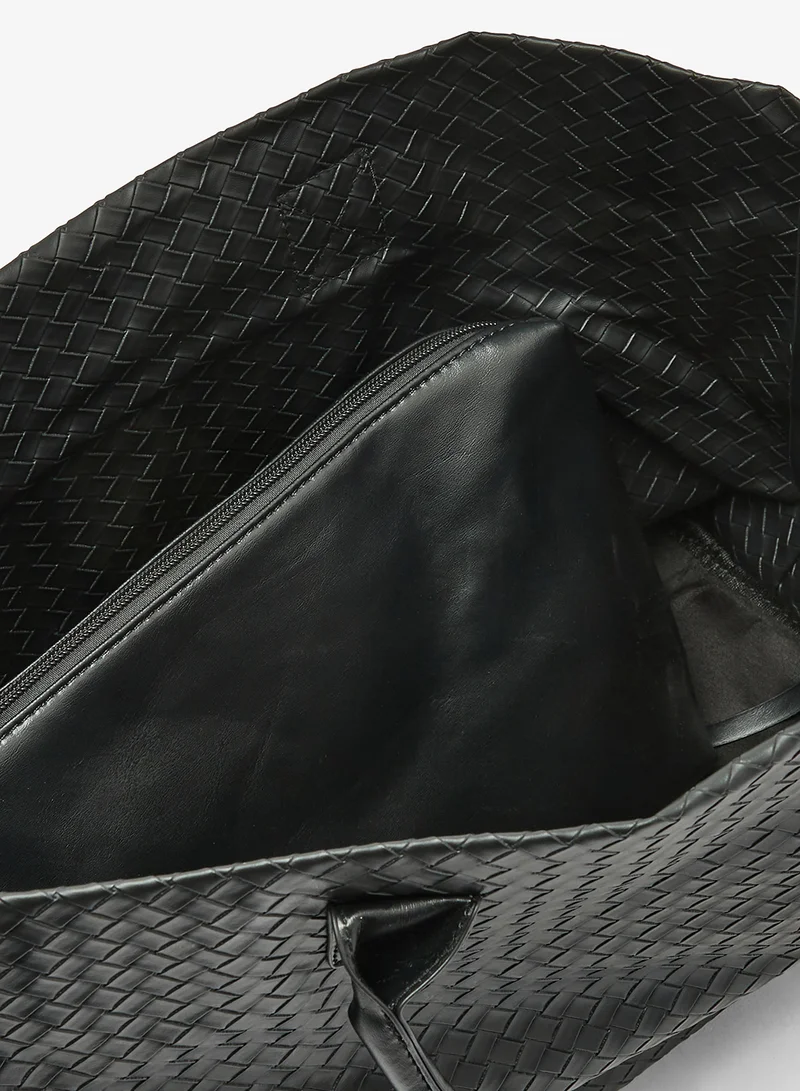 Ella Black Woven Texture Detail Tote Bag for Women | Best Price UAE